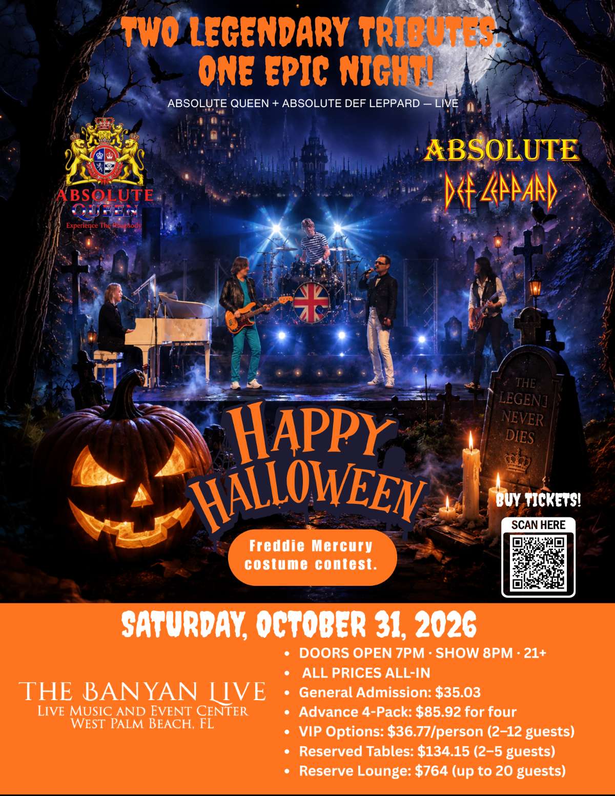 Halloween at The Banyan Live — Absolute Queen + Absolute Def Leppard